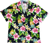 Pineapple HIbiscus Women's Hawaiian Camp Shirt