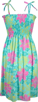 Pastel Floral Women's Hawaiian Smocked Dress