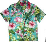 RJC Parakeet Lush Garden Women's Hawaiian Camp Shirt – Rayon, Made in Hawaii
