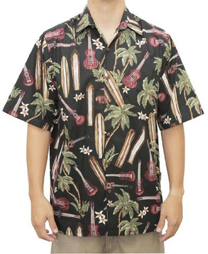 Go Barefoot Mens Palm Ukulele Placket Reverse Cotton Shirt Go Barefoot Mens Palm Ukulele Placket Reverse Cotton Shirt