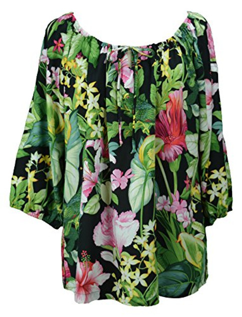 RJC Womens Parakeet Lush Garden Peasant Blouse