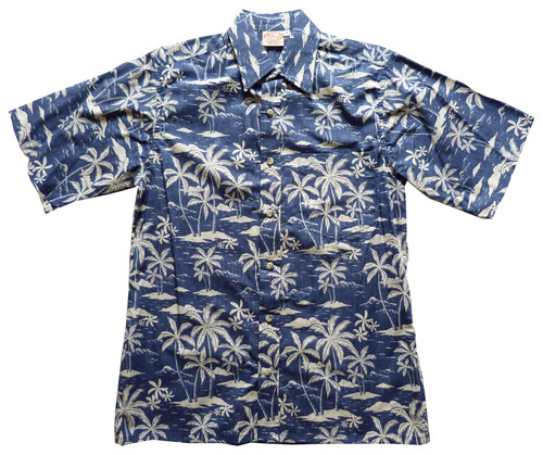 Go Barefoot Mens Island Palms Placket Reverse Shirt