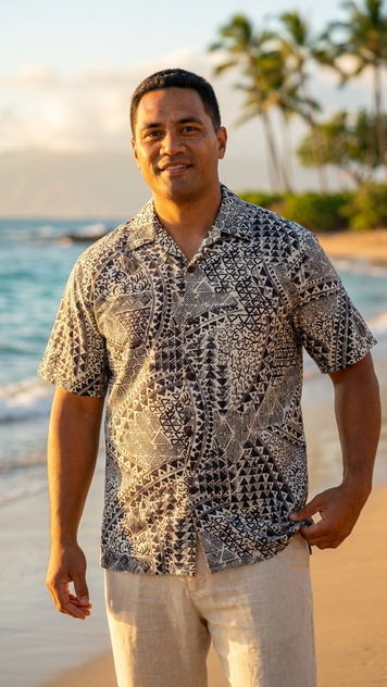 Go Barefoot Mens Hawaiian Tats Big & Tall Shirt