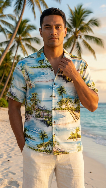 RJC Mens Paradise Island Surf Rayon Shirt