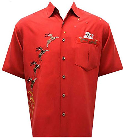 Bamboo Cay Men's Peekaboo Santa Embroidered Shirt