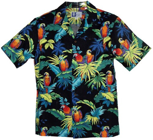 RJC 5X Big Mens Jungle Parrots Hawaiian Shirt BLACK