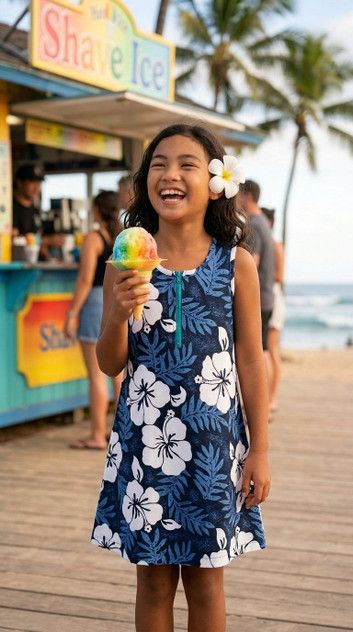 RJC Girl's White Hibiscus Fern Short Tank Hawaiian Dress