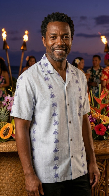Pacific Legend Mens Traditional Hawaiian Lei Panel Shirt
