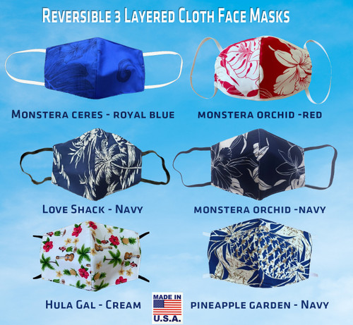 Hawaiian Cotton Face Mask Reversable