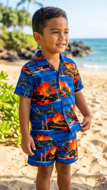 Kilauea Big Island Volcano Boy's 2 Piece Cabana Set