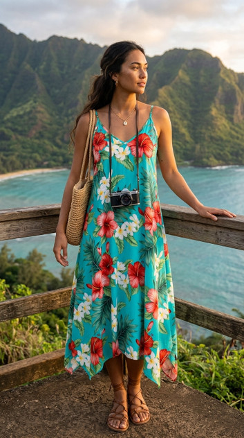 Grand Hibiscus Women's Scarf Hem Hawaiian Dress