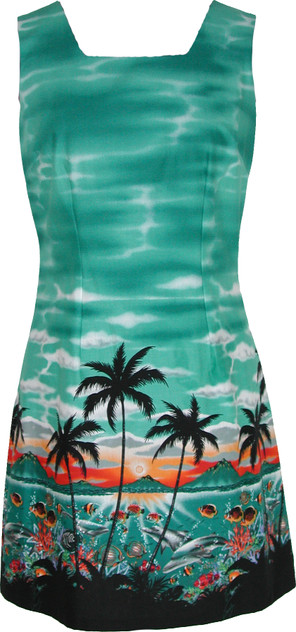 Ocean's Below Women's A-Line Hawaiian Dress (Petite Size)
