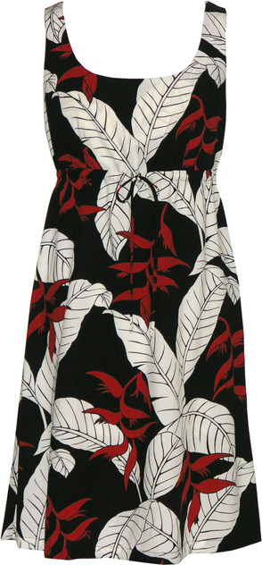 Ginger Heliconia Jungle Women's Empire Tie Front Hawaiian Dress (Regular Fit)