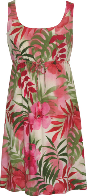 Watercolor Tropics Women's Empire Tie Front Hawaiian Dress (Regular Fit)