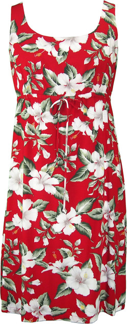 Boutonniere Flower Women's Empire Tie Front Hawaiian Dress (Generous Fit)