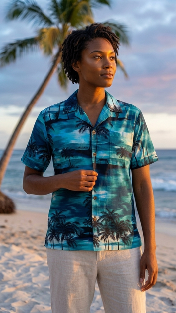 Night Time Surf Women's Hawaiian Camp Shirt