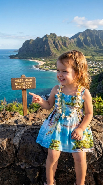 Paradise Island Surf Girl's Hawaiian Smocked Dress