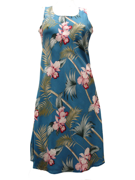 Orchid Bamboo Women's Short Tank Flared Hawaiian Dress