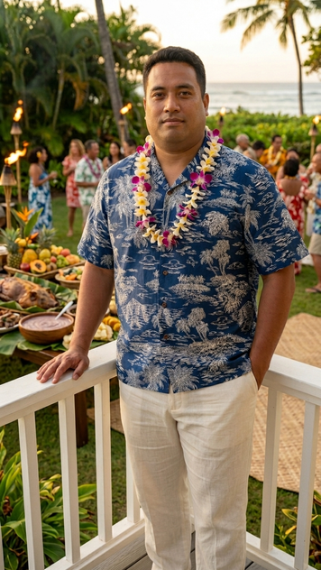 Woodcut Polynesian Island Men's Hawaiian Shirt