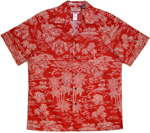 Woodcut Polynesian Island Men's Hawaiian Shirt