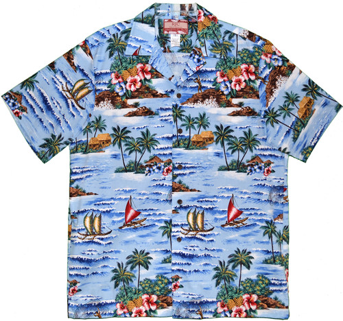 Paradise Island Outrigger Men's Hawaiian Shirt