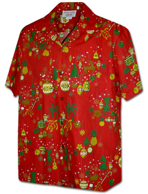 Christmas Honu Hula Ornaments Men's Hawaiian Shirt