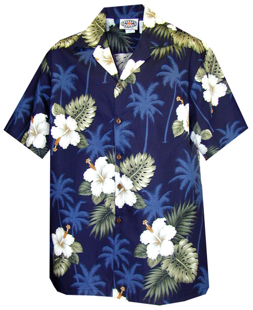 White Hibiscus Monstera Boy's Hawaiian Shirt