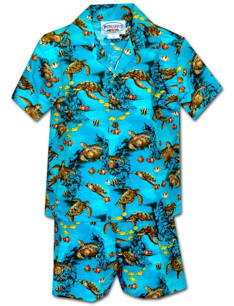 Honu Turtle Nemo Boy's 2pc Hawaiian Cabana Set