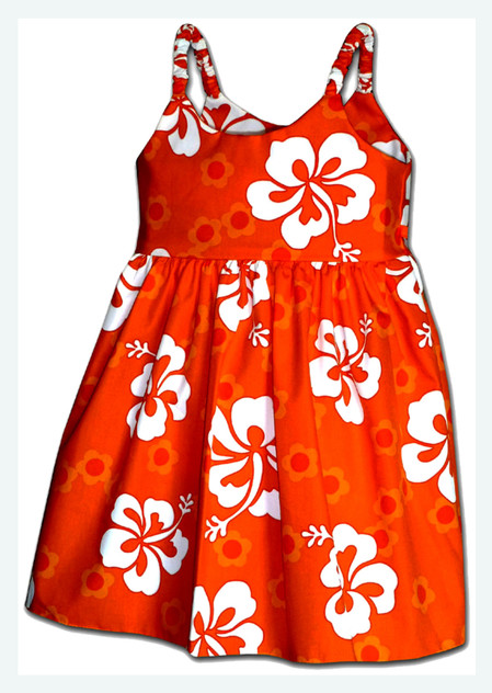 Summer Hibiscus Girl's Hawaiian Flared Dress