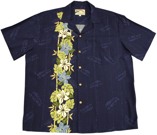 Paradise Found Men's Plumeria Panel Hawaiian Shirt