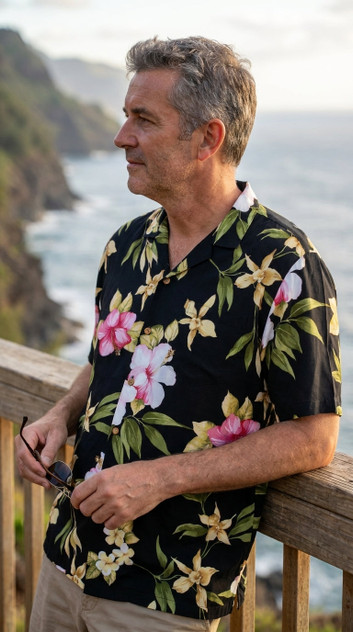 Paradise Found Men's Hibiscus Summer Hawaiian Shirt
