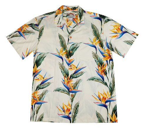 Paradise Found Men's Bird of Paradise Panel Hawaiian Shirt