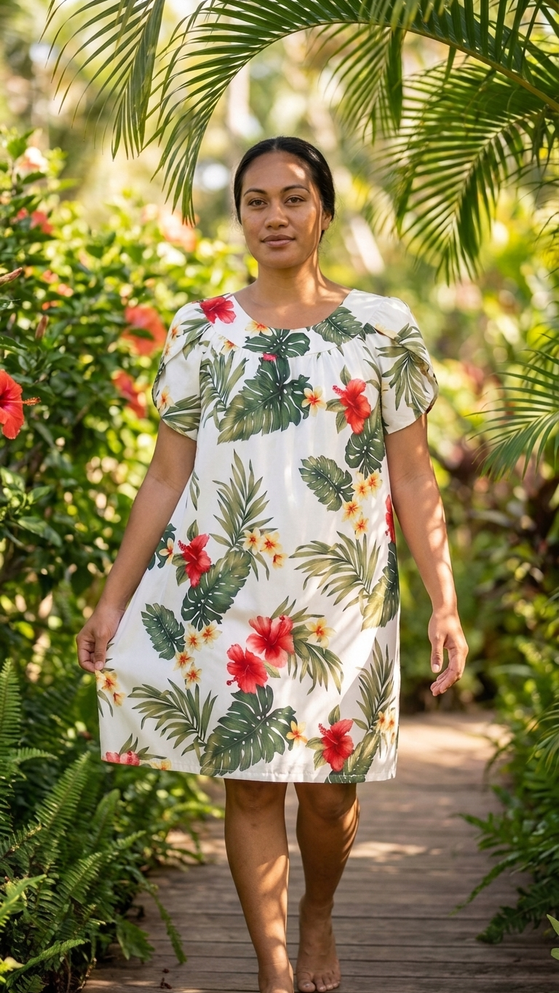 RJC Women's Frangipani Rose Mallow Muumuu Dress