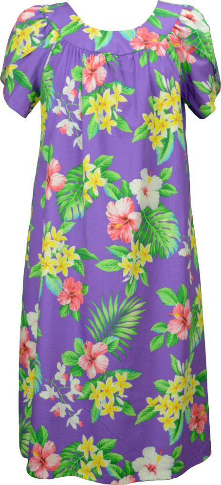 RJC Women's Hibiscus Plumeria Orchid Muumuu Dress