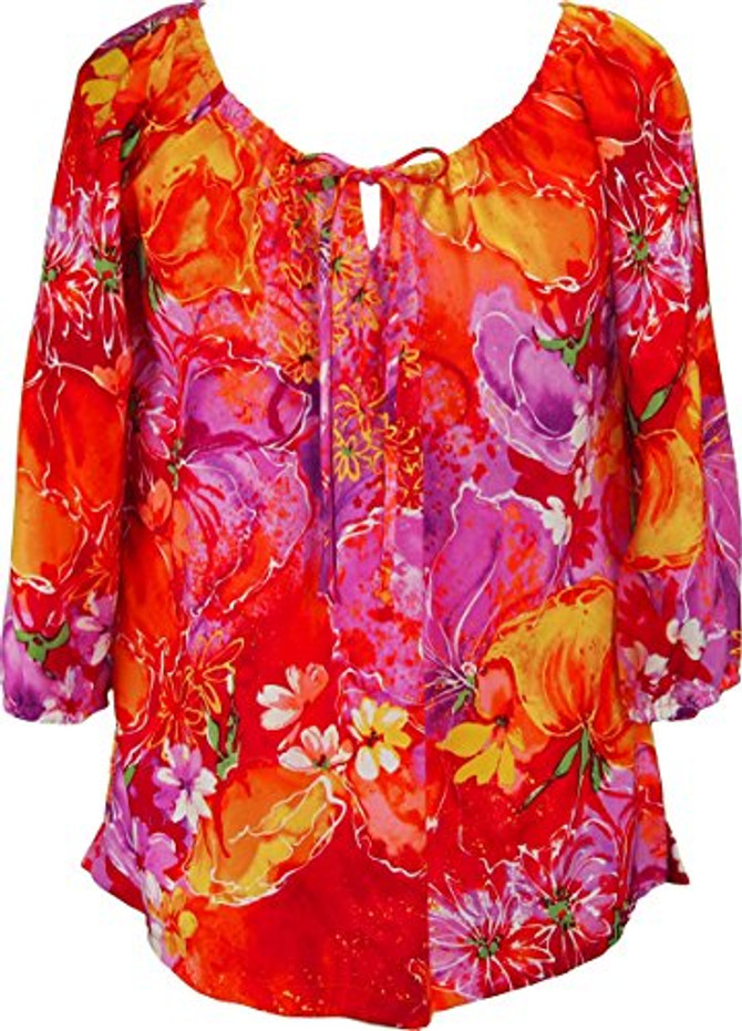 RJC Womens Beauteous Flower Poetry Peasant Blouse