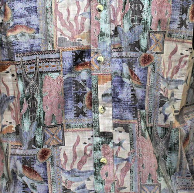 Go Barefoot Mens Honu Tapa Placket Reverse Shirt