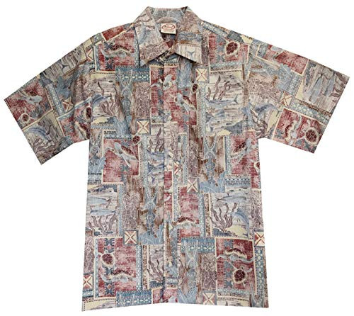 Go Barefoot Mens Honu Tapa Placket Reverse Shirt