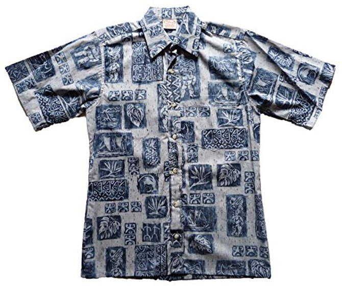 Go Barefoot Mens Tiki Tonal Placket Reverse Shirt