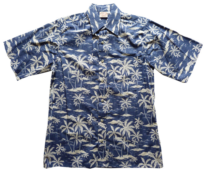 Go Barefoot Mens Island Palms Placket Reverse Shirt