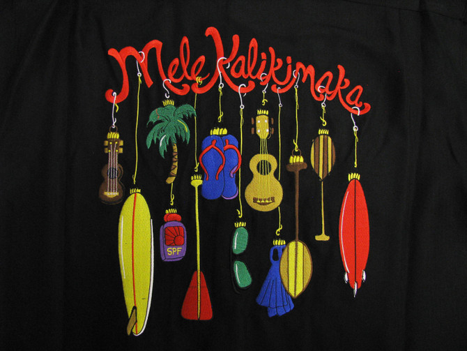 Go Barefoot Mens Xmas Ornaments Mele Kalikimaka Embroidered Shirt