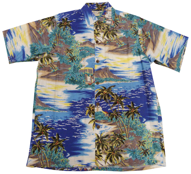 Go Barefoot Mens Diamond Head Vintage Fujiette Rayon Shirt