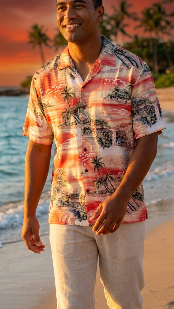 RJC Mens Paradise Island Surf Rayon Shirt