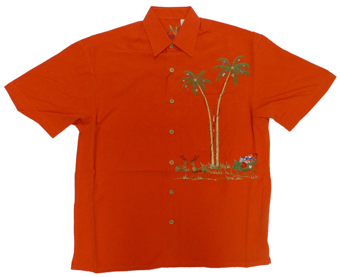 Bamboo Cay Mens Peek A Boo Santa Embroidered Shirt