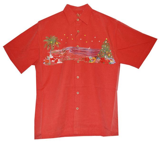 Bamboo Cay Mens Christmas In Paradise Embroidered Shirt