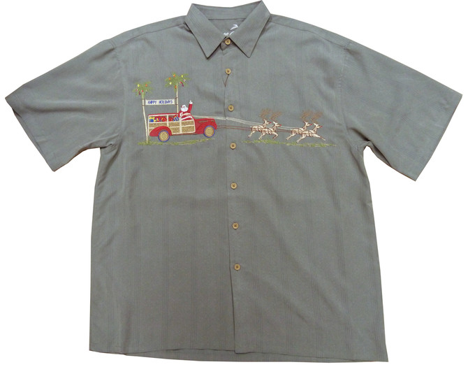 Bamboo Cay Mens Woodie Want for Christmas Embroidered Shirt