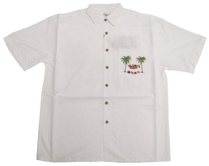 Bamboo Cay Mens Santa's Hula Holidays Embroidered Shirt