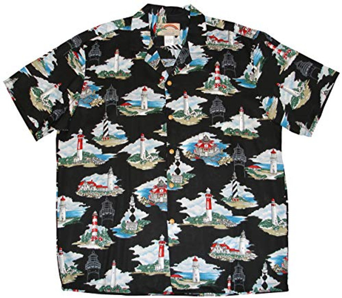 Lighthouses Men's Hawaiian Aloha Rayon Shirt