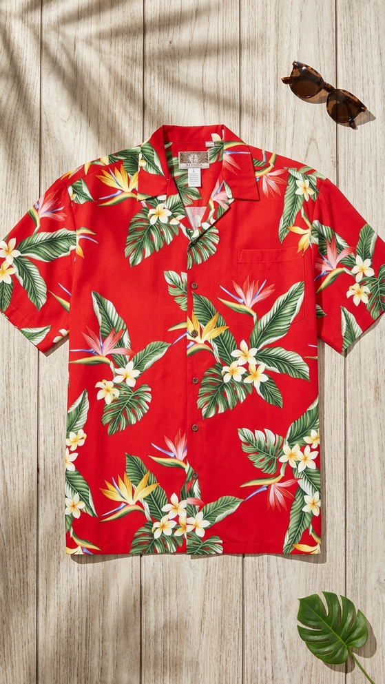 RJC Mens Bird of Paradise Display Rayon Shirt