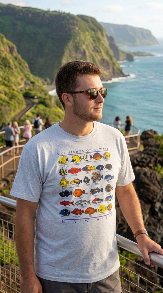 RJC Men's The Fishes of Hawaii Hawaiian Tshirt - Hawaii Imprint