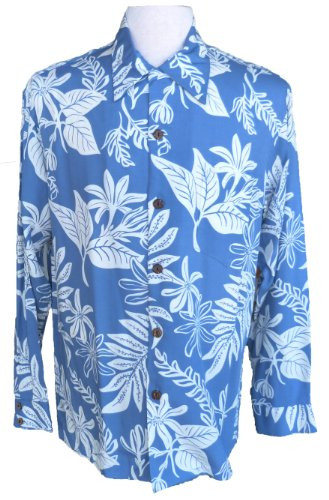 Paradise Found Mens Tiare Kamehameha Style Long Sleeve Shirt